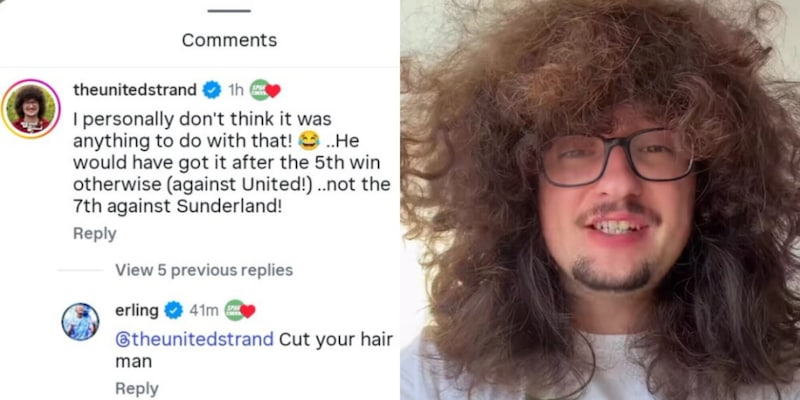 Haaland prende in giro il tifoso dello United che non taglia i capelli da due anni: il siparietto social