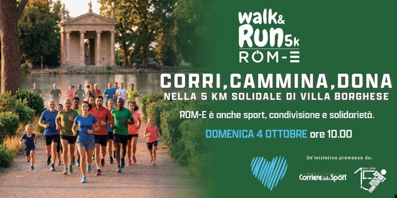 Questa domenica 4 ottobre ROM-E Walk & Run 5k, Villa Borghese è teatri di solidarietà per Sport Senza Frontiere