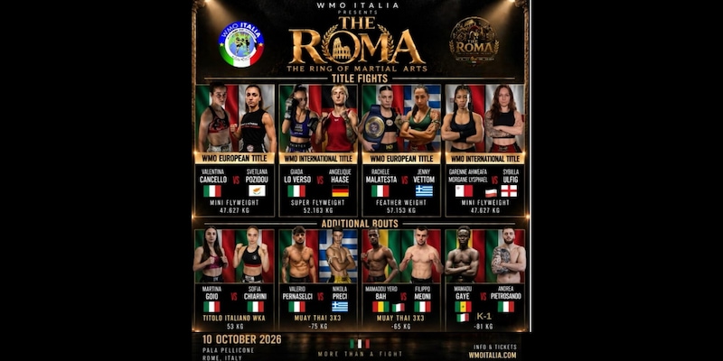 Ostia la capitale europea degli sport da combattimento: cinque titoli al gran galà The R.O.M.A.