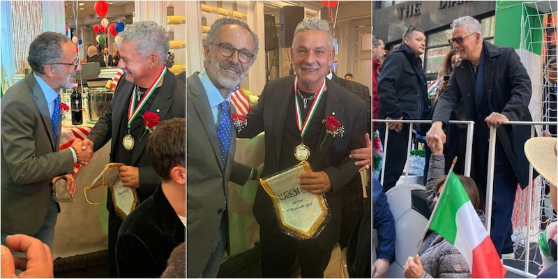 Roberto Baggio premiato dall'Ussi nel Columbus Day di New York