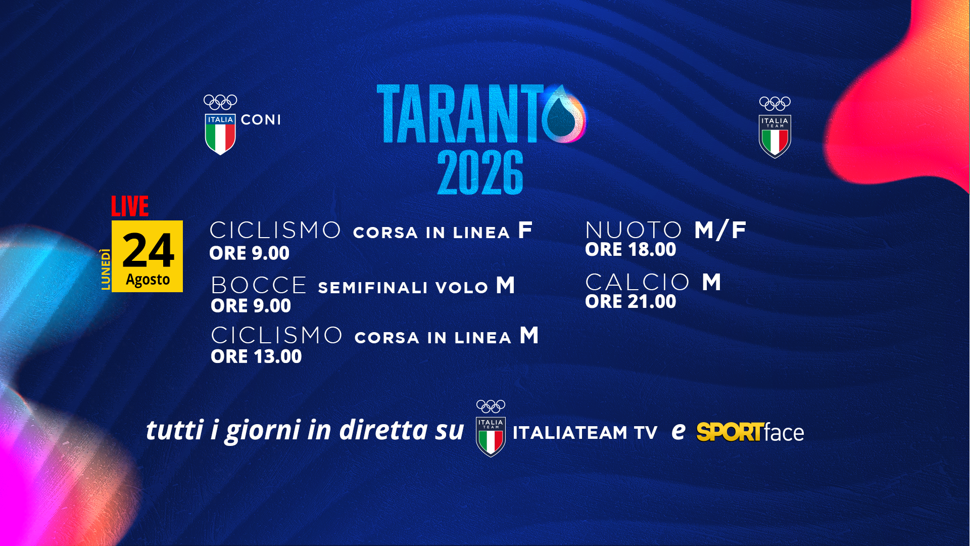 Taranto 2026, doppio femminile in finale e Lombardi sul podio: bocce e ciclismo live su Sportface TV